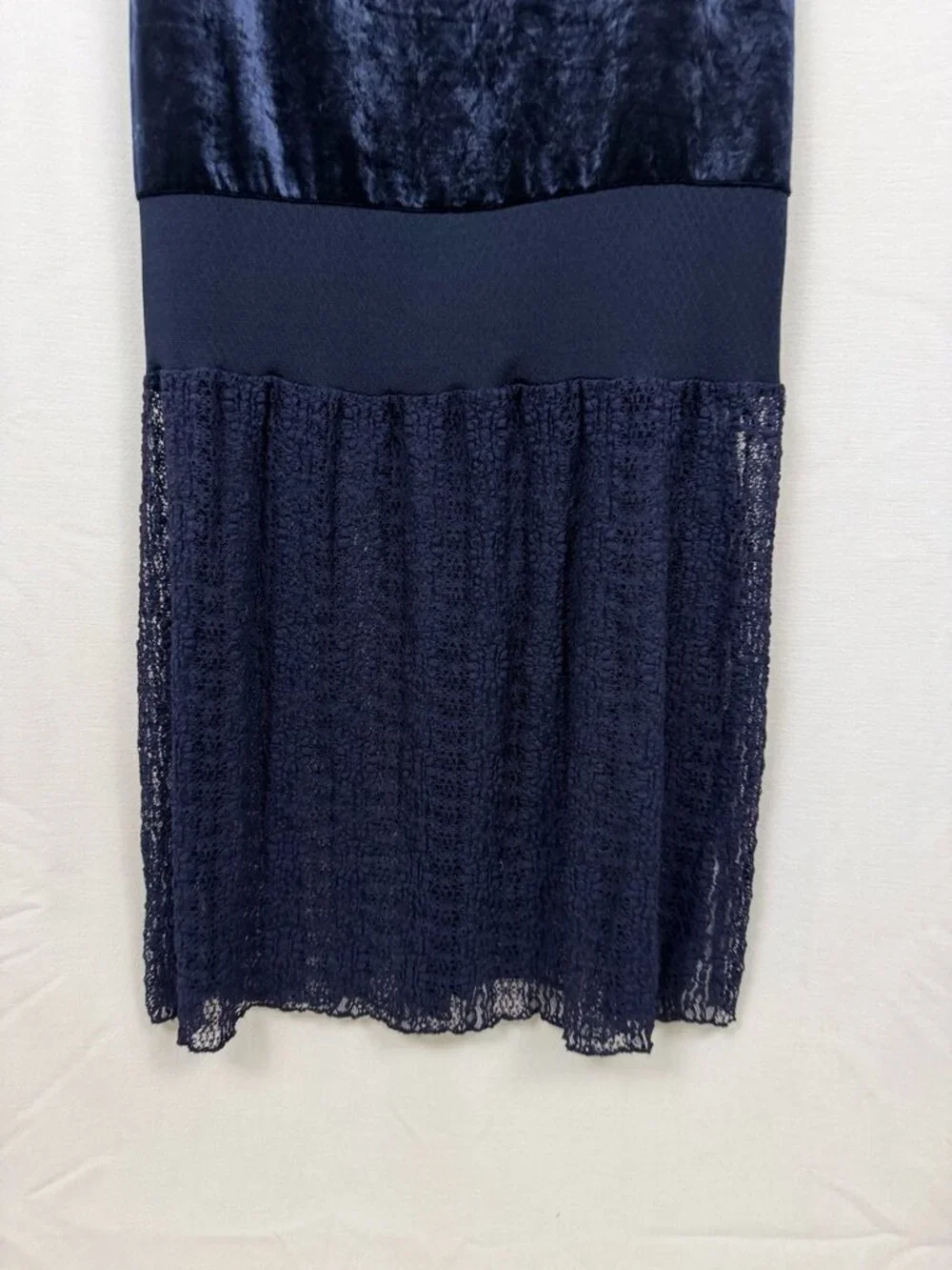 Free People Keep In Line Velvet Lace Column Maxi Dress Midnight Blue Small S